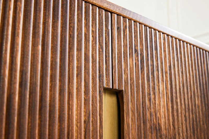 Tableau TV design GATSBY 160cm marron mat doré bois de manguier rétro