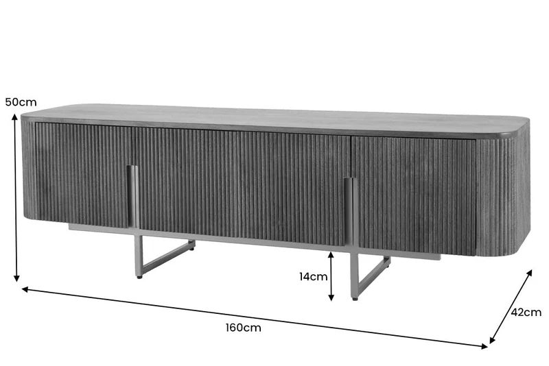 Tableau TV design GATSBY 160cm marron mat doré bois de manguier rétro