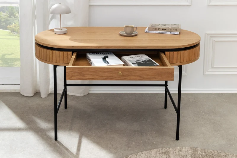 Bureau moderne ATELIER table console 120cm chêne naturel noir avec tiroir