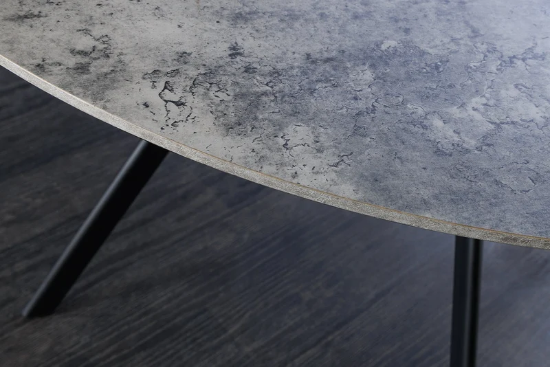Table à manger ronde ATELIER 100cm béton gris design métal noir