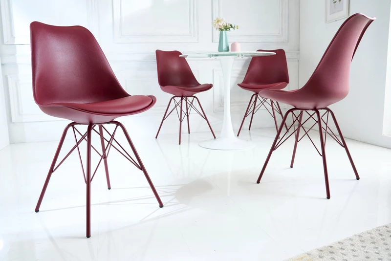 Lot de 2x chaises rétro SCANDINAVIA MEISTERSTÜCK rouge