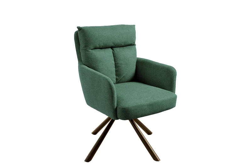 Lot de 2x chaises pivotante rétro BIG GEORGE verte avec accoudoirs et rembourrage à ressorts Bonnell