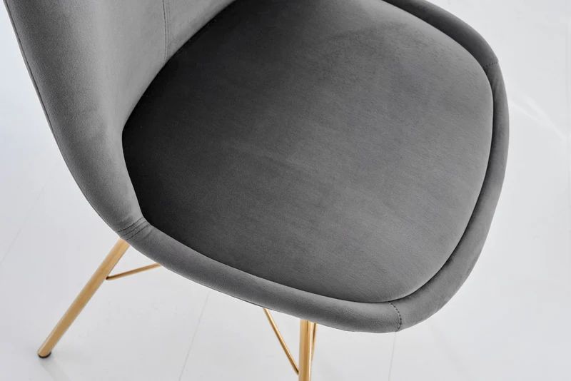 Lot de 2x chaises design SCANDINAVIA MEISTERSTÜCK velours gris foncé pieds dorés