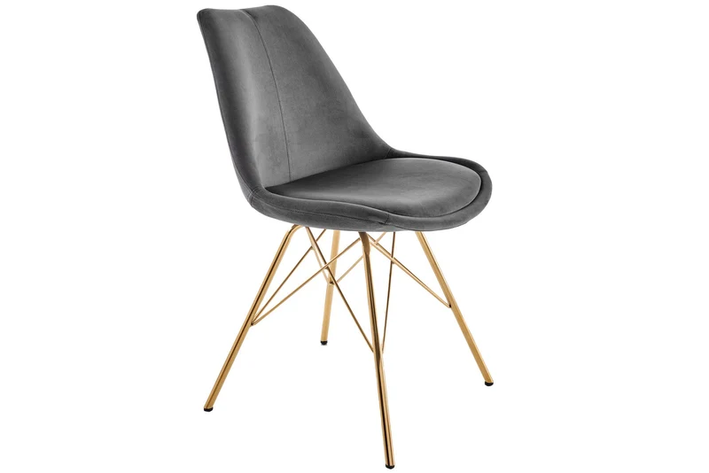 Lot de 2x chaises design SCANDINAVIA MEISTERSTÜCK velours gris foncé pieds dorés