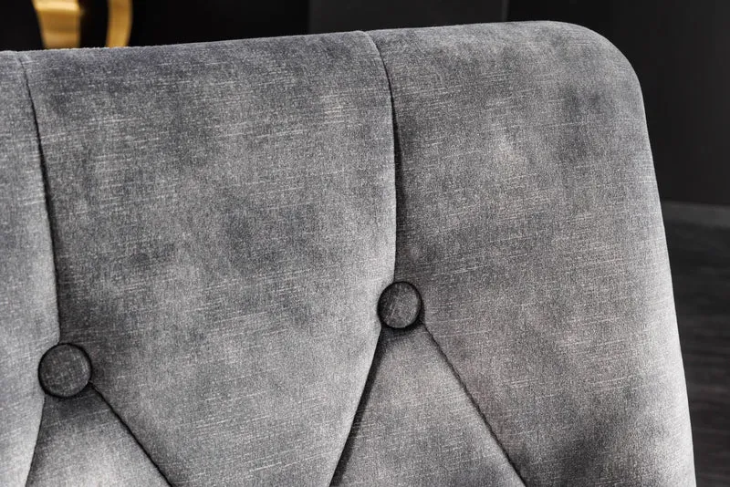Lot de 2x chaises élégante de style baroque moderne en velours gris avec tête de lion dorée
