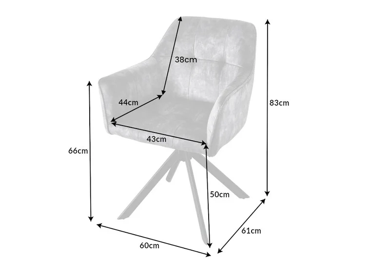 Lot de 2x chaises design LOFT en velours gris foncé pivotante structure métal noir avec accoudoirs