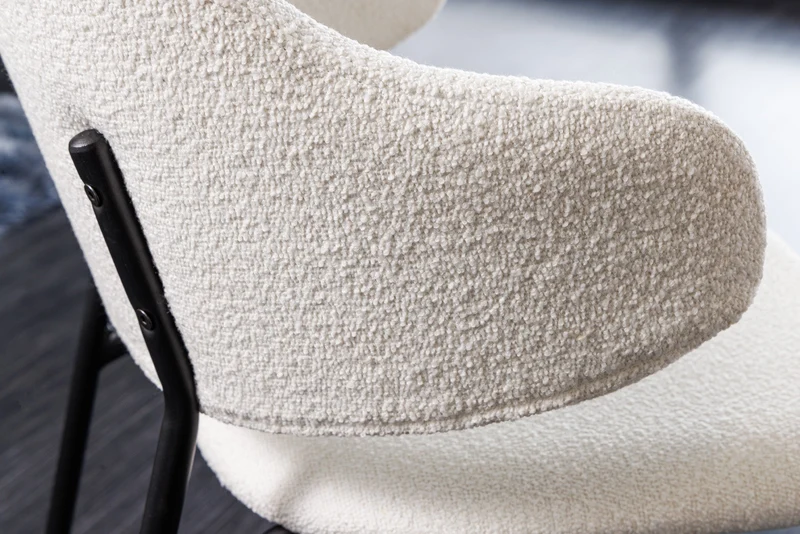Lot de 2x chaises design VOGUE blanc bouclé pieds métal noir