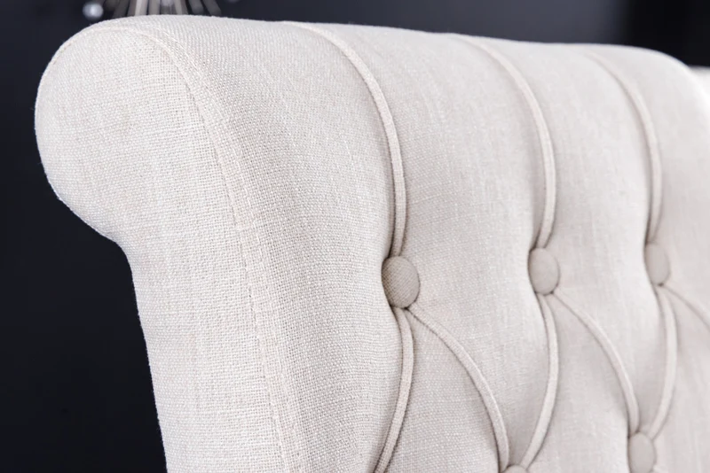 Lot de 2x chaises design CASTLE tissu texturé beige noir pieds bois Chesterfield