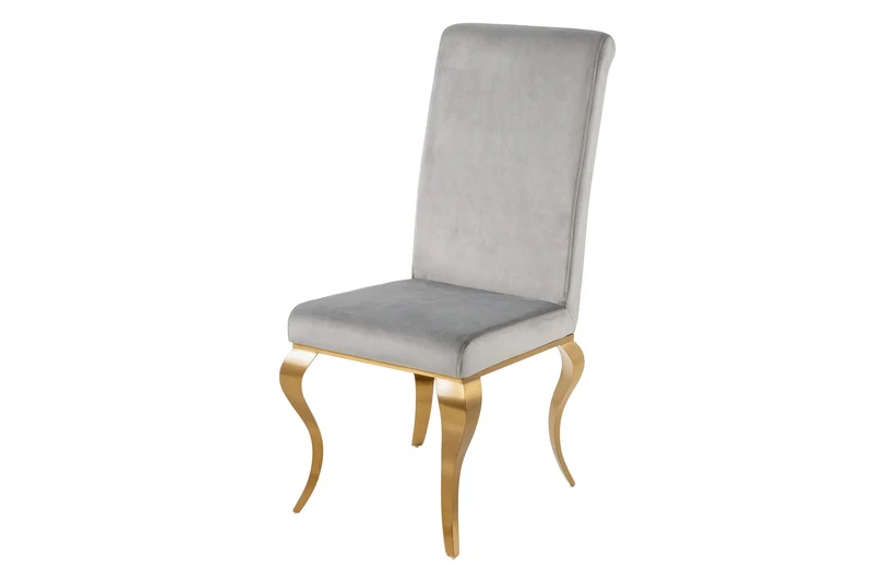 Lot de 2x chaises design MODERNE BAROQUE velours gris pieds dorés