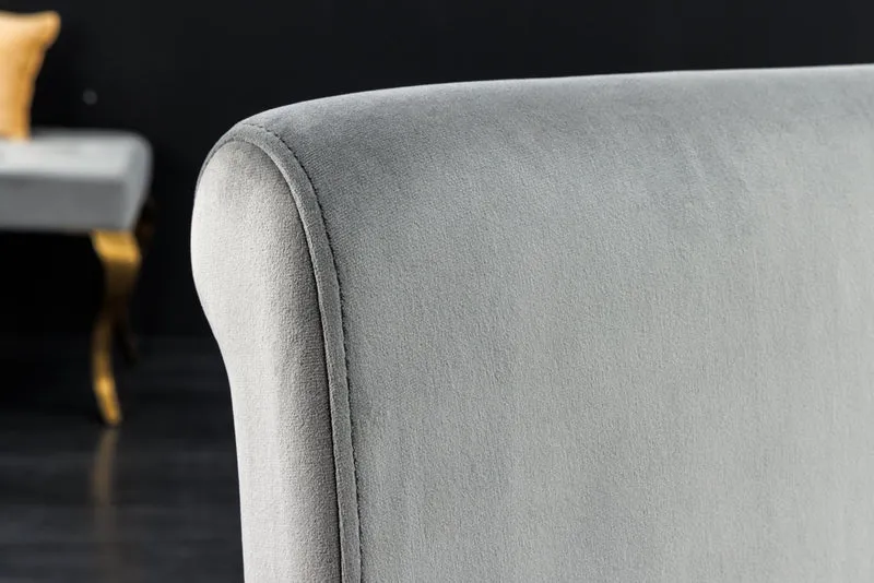 Lot de 2x chaises design MODERNE BAROQUE velours gris pieds dorés