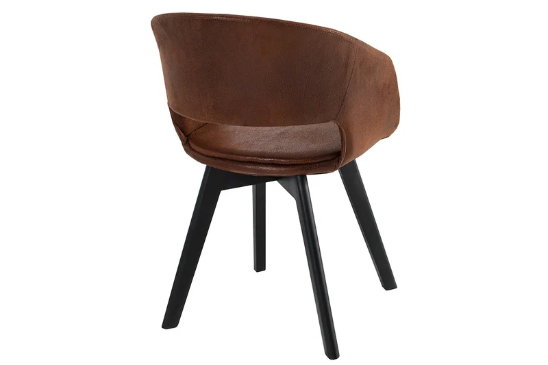 Lot de 2x chaises design NORDIC STAR marron antique microfibre bois massif tapissée noire avec accoudoirs
