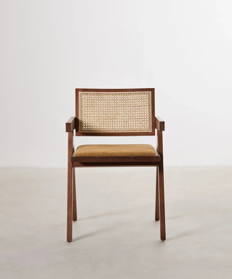 Silla de Comedor en Madera Tapizada con Reposabrazos Pauline Arms