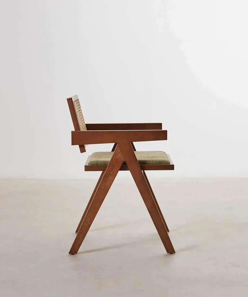 Silla de Comedor en Madera Tapizada con Reposabrazos Pauline Arms