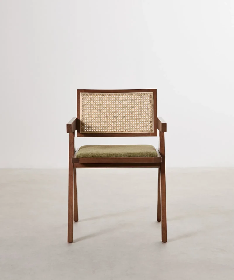 Silla de Comedor en Madera Tapizada con Reposabrazos Pauline Arms