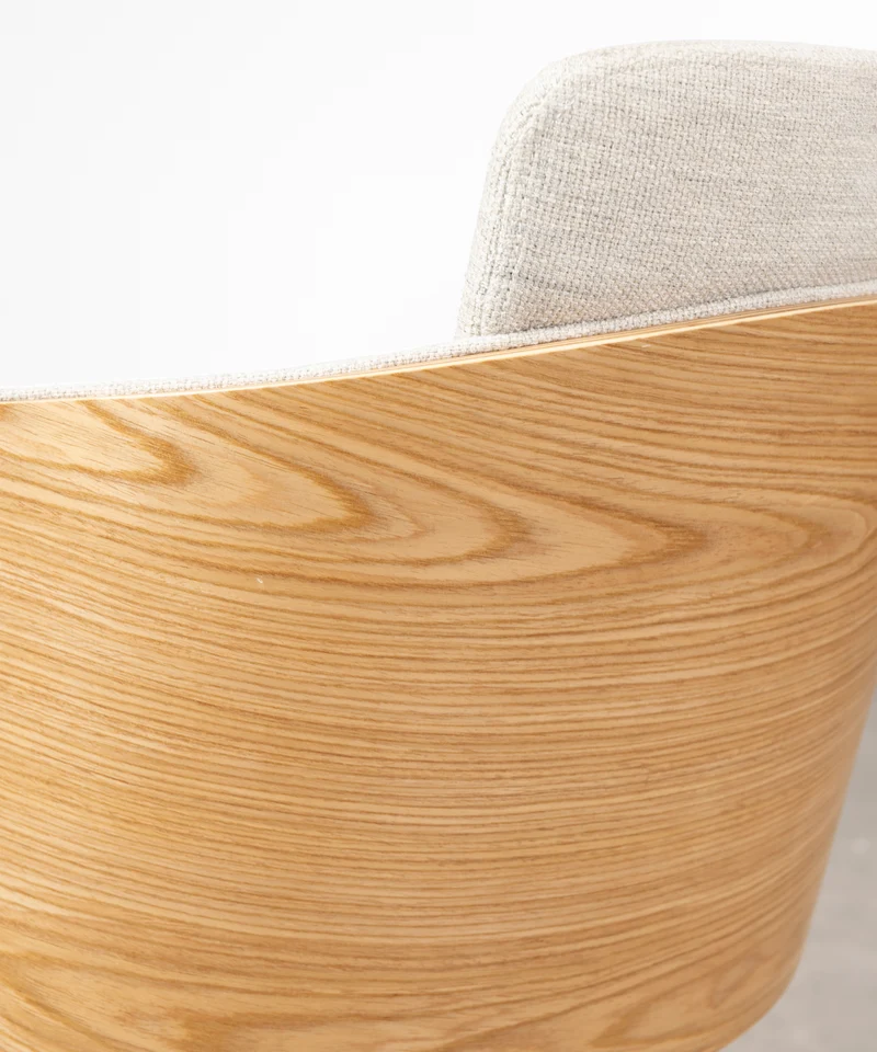 Silla de Escritorio de Madera y Tapizada Ajustable Maddie