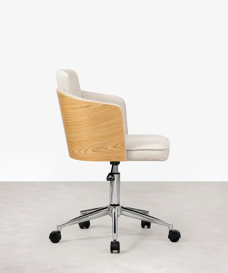 Silla de Escritorio de Madera y Tapizada Ajustable Maddie