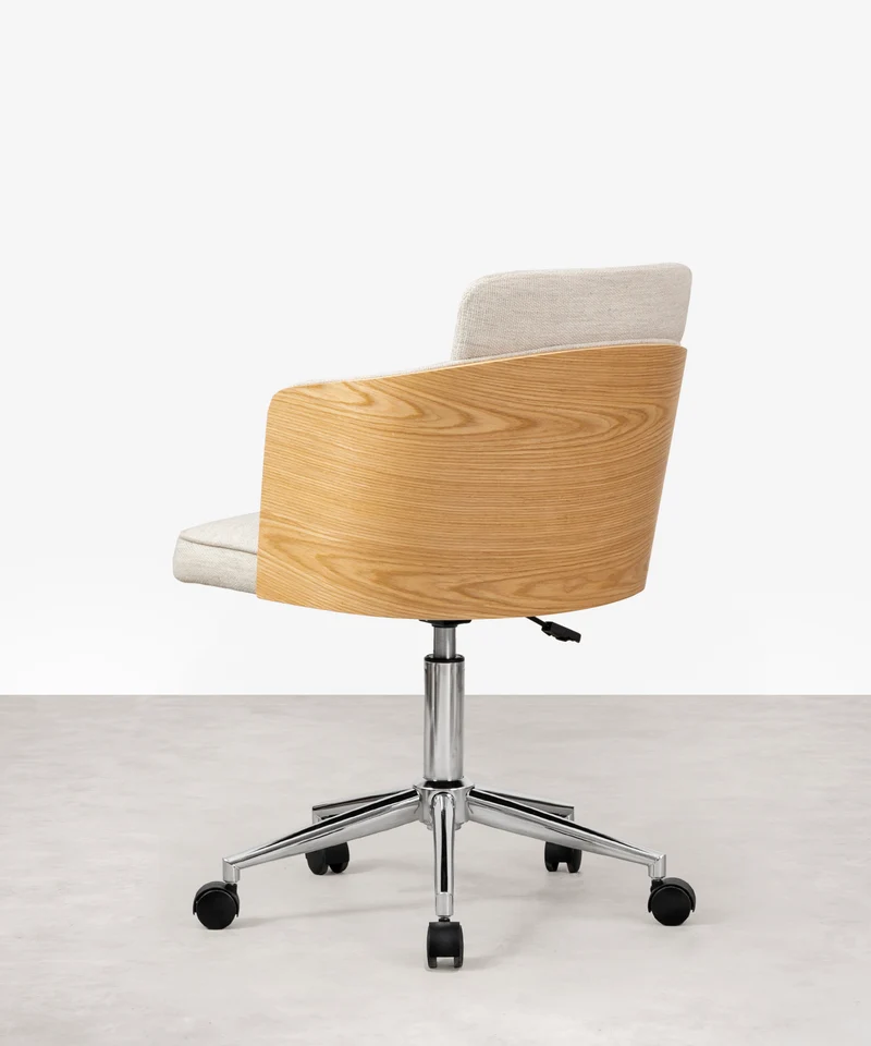 Silla de Escritorio de Madera y Tapizada Ajustable Maddie
