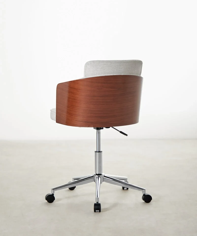 Silla de Escritorio de Madera y Tapizada Ajustable Maddie