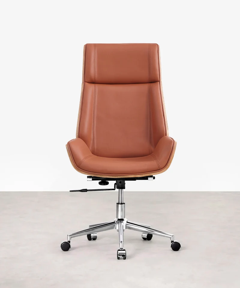 Silla de Escritorio de Piel y Madera Marvin