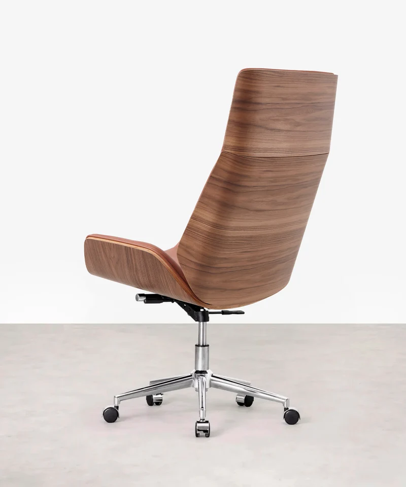 Silla de Escritorio de Piel y Madera Marvin
