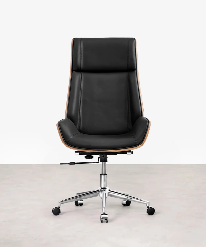 Silla de Escritorio de Piel y Madera Marvin