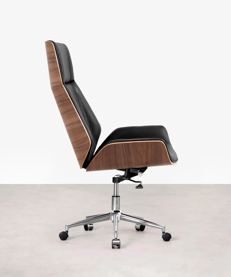 Silla de Escritorio de Piel y Madera Marvin