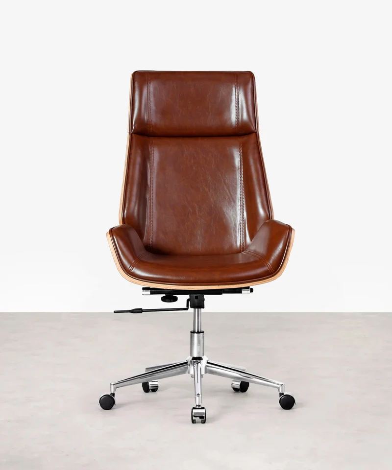 Silla de Escritorio de Piel y Madera Marvin