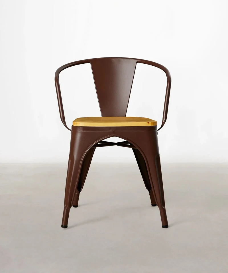 Silla de Comedor de Metal y Madera Tolik Wood