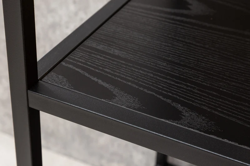 Bibliothèque industrielle SLIM LINE 185cm frêne noir six étagères