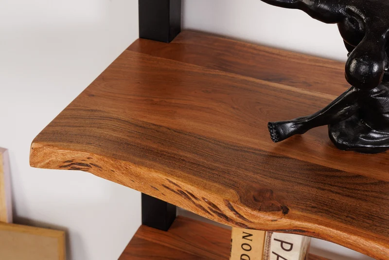 Bibliothèque massive MAMMUT 180cm acacia noir cinq étagères