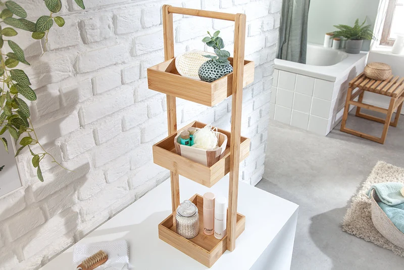 Etagère design LAGOON SPA 75cm bois de bambou étagère salle de bain trois compartiments