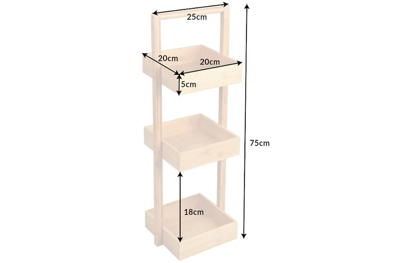 Etagère design LAGOON SPA 75cm bois de bambou étagère salle de bain trois compartiments