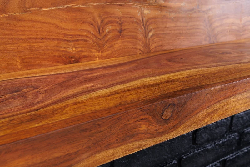 Massives Wandregal MAKASSAR 110cm braun Sheeshamholz stone finish