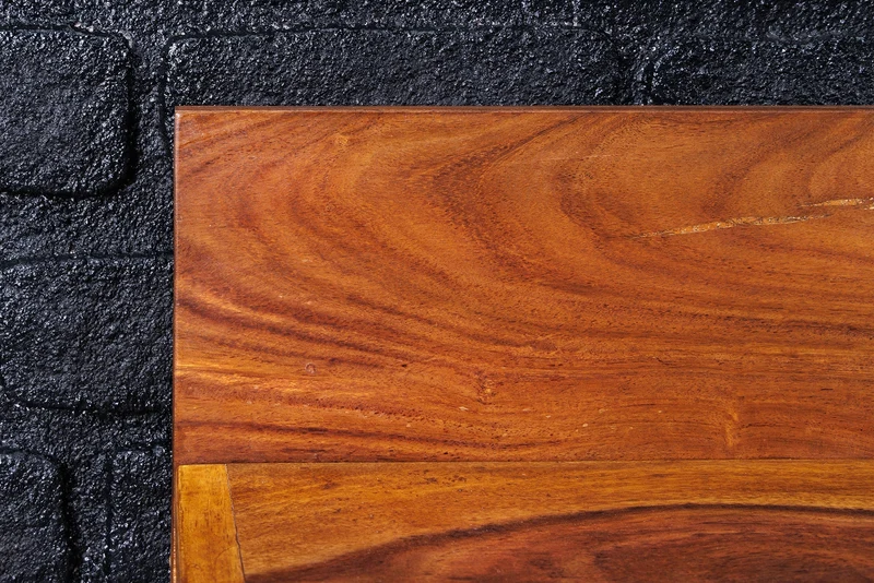 Etagère murale solide MAKASSAR 80cm bois de sheesham marron finition pierre fait main