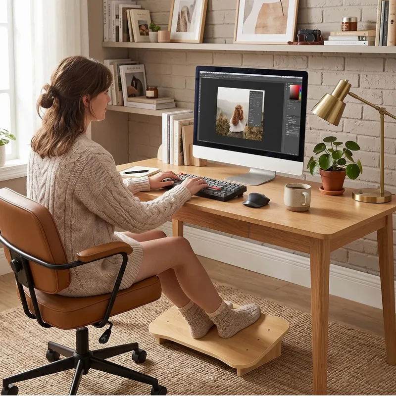 Repose-pieds ergonomique Sylva Axis en Bois MDF - Inclinaison Fixe - Posture & Circulation