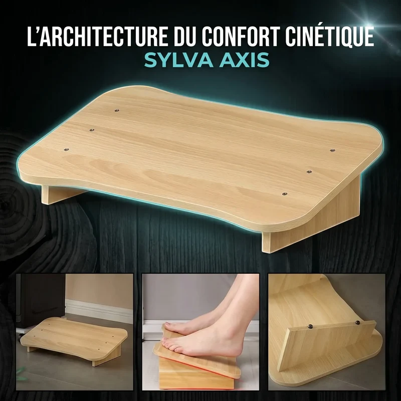 Repose-pieds ergonomique Sylva Axis en Bois MDF - Inclinaison Fixe - Posture & Circulation