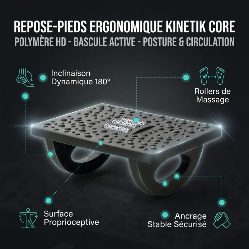 Repose-pieds ergonomique Kinetik Core | Polymère HD - Bascule Active - Posture & Circulation