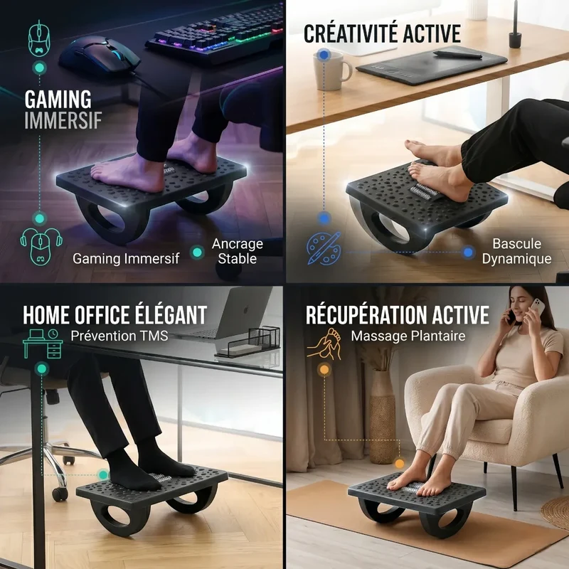 Repose-pieds ergonomique Kinetik Core | Polymère HD - Bascule Active - Posture & Circulation