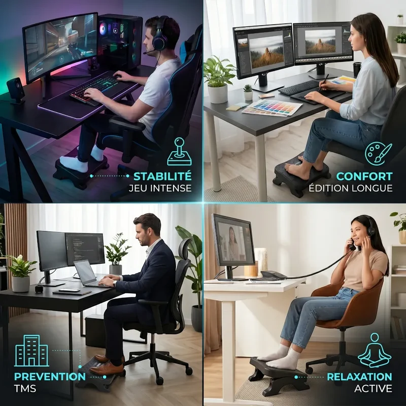 Repose-pieds ergonomique Nexus Step | Polymère Haute Densité - Bascule Active - Posture & Circulation