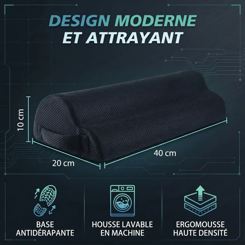 Repose-pieds ergonomique CloudBase | Mousse ErgoFoam - Semi-Cylindre Actif - Posture & Circulation