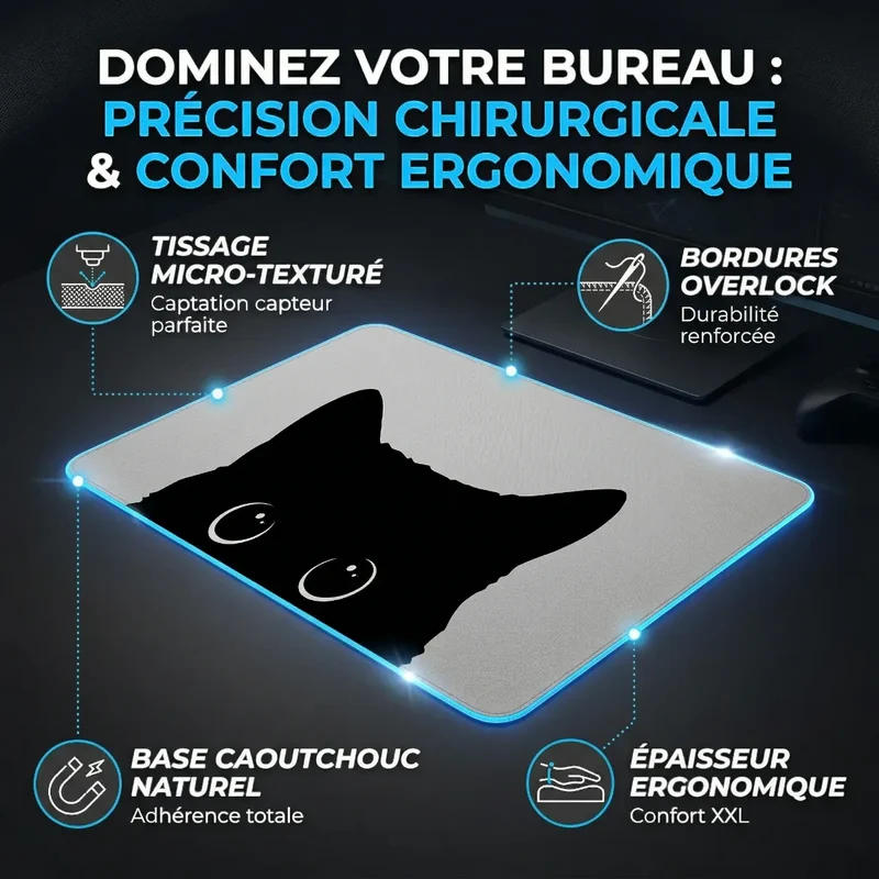 Tapis de souris Shadow Prowl | Tissu Micro-Texturé XXL - Précision & Glisse