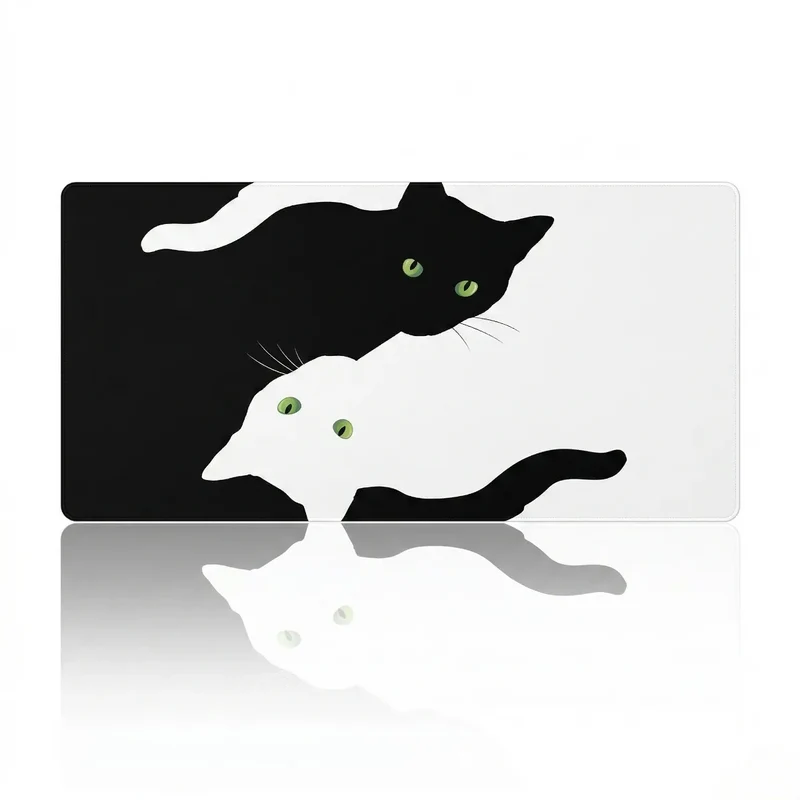 Tapis de souris Neko Yin-Yang | Microfibre HD - Taille XXL - Précision & Glisse