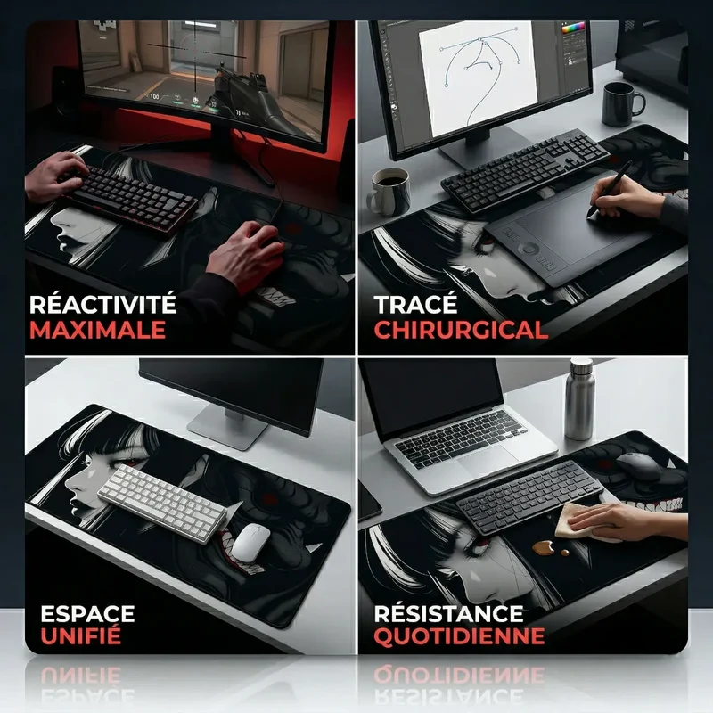 Tapis de souris Oni Phantom en Tissu Micro-texturé XXL - Précision Chirurgicale & Glisse Absolue