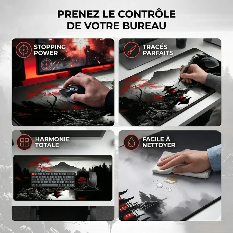 Tapis de souris Kurenai Ridge | Tissu Haute Densité - XXL - Précision & Glisse