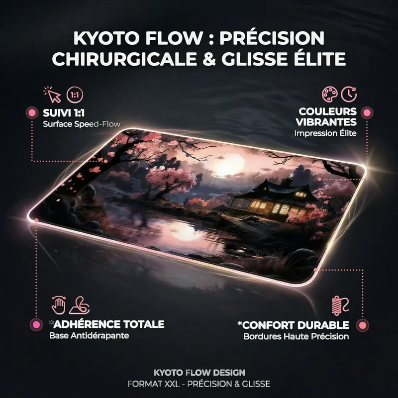 Tapis de souris Kyoto Flow | Tissu Micro-Texturé - Format XXL - Précision & Glisse