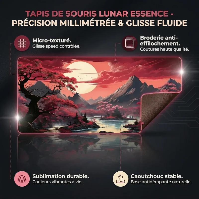 Tapis de Souris Lunar Essence | Micro-fibre & Caoutchouc Naturel - XXL - Précision & Glisse