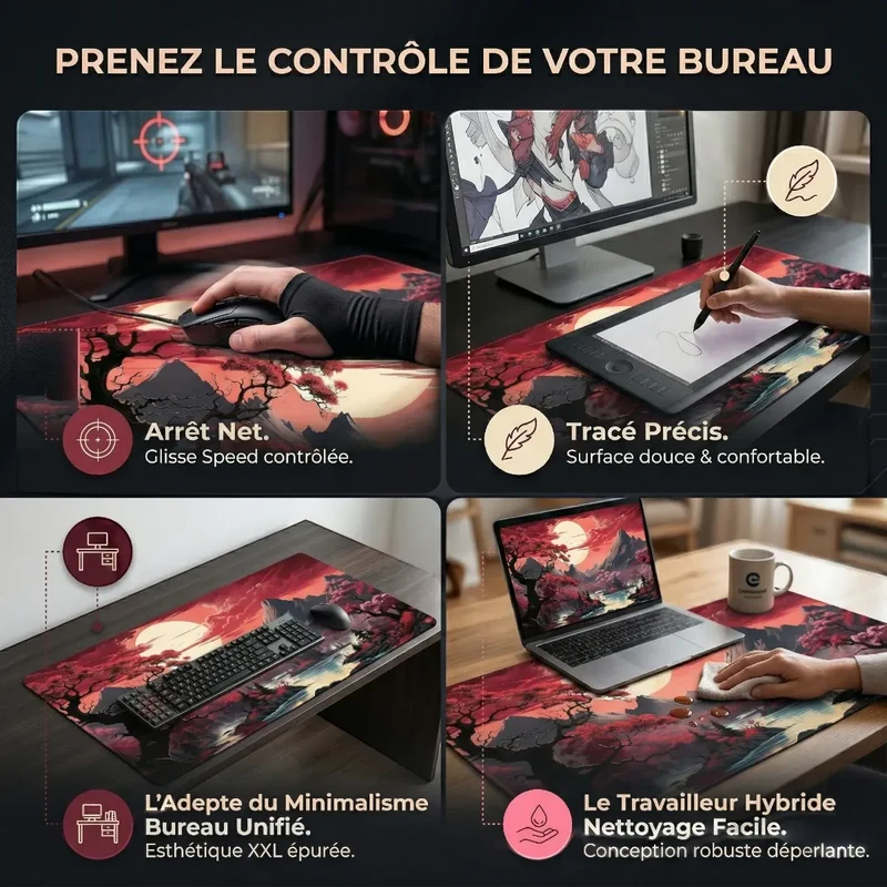 Tapis de Souris Lunar Essence | Micro-fibre & Caoutchouc Naturel - XXL - Précision & Glisse
