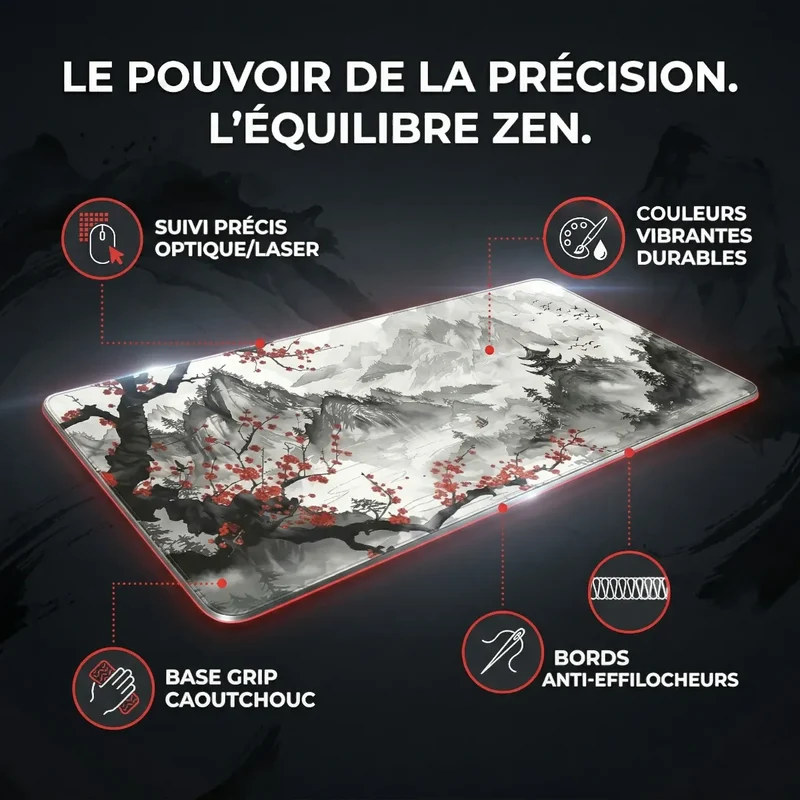 Tapis de souris Zen Flow | Micro-textile Haute Densité - XXL - Précision & Glisse