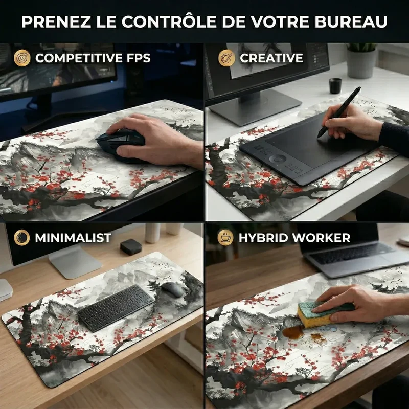 Tapis de souris Zen Flow | Micro-textile Haute Densité - XXL - Précision & Glisse