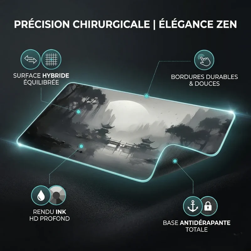 Tapis de souris Kuro Flow | Tissage Micro-Texturé XXL - Précision & Élégance